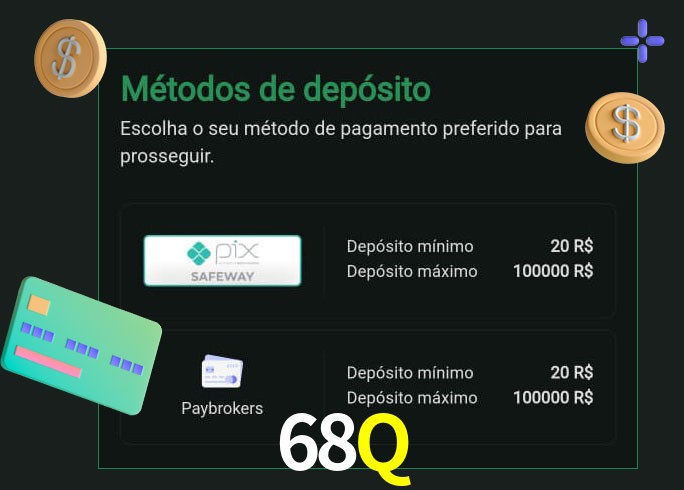 O cassino 68Qbet oferece uma grande variedade de métodos de pagamento